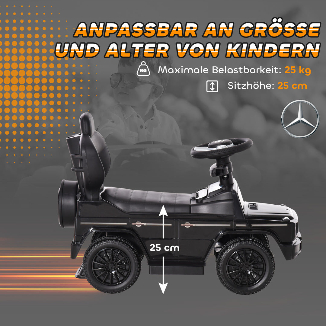 Mercedes-Benz G350 Køretøj med Skubbehåndtag, 3-i-1 Køretøj med Rat, til Børn 18-36 Måneder, Sort