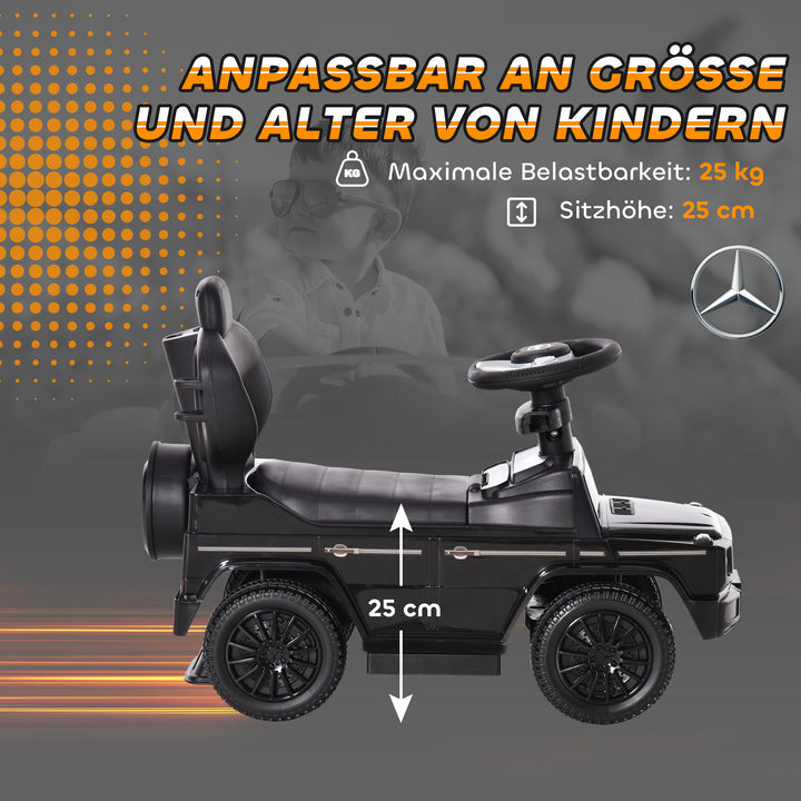 Mercedes-Benz G350 Køretøj med Skubbehåndtag, 3-i-1 Køretøj med Rat, til Børn 18-36 Måneder, Sort