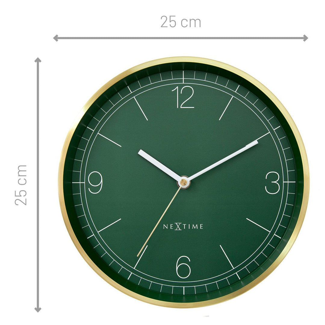 Vægur 25cm-Silent-Grøn/Turkis/Hvid/Sort-Metal-NeXtime 'Bolero'