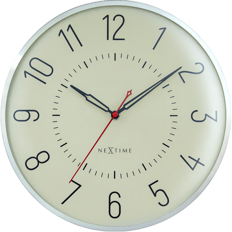 Vægur 30,5 cm-Silent-Dome linse-Aluminium-NeXtime 'Rotterdam'