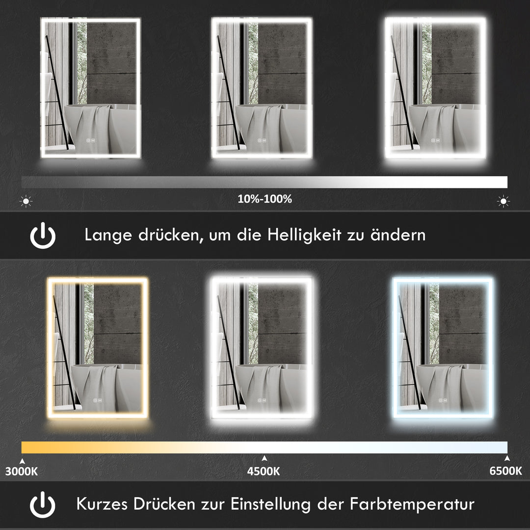 Spejlskab, badeværelsesskab med led, 50 x 70 cm, dæmpbar, anti-dug, sort