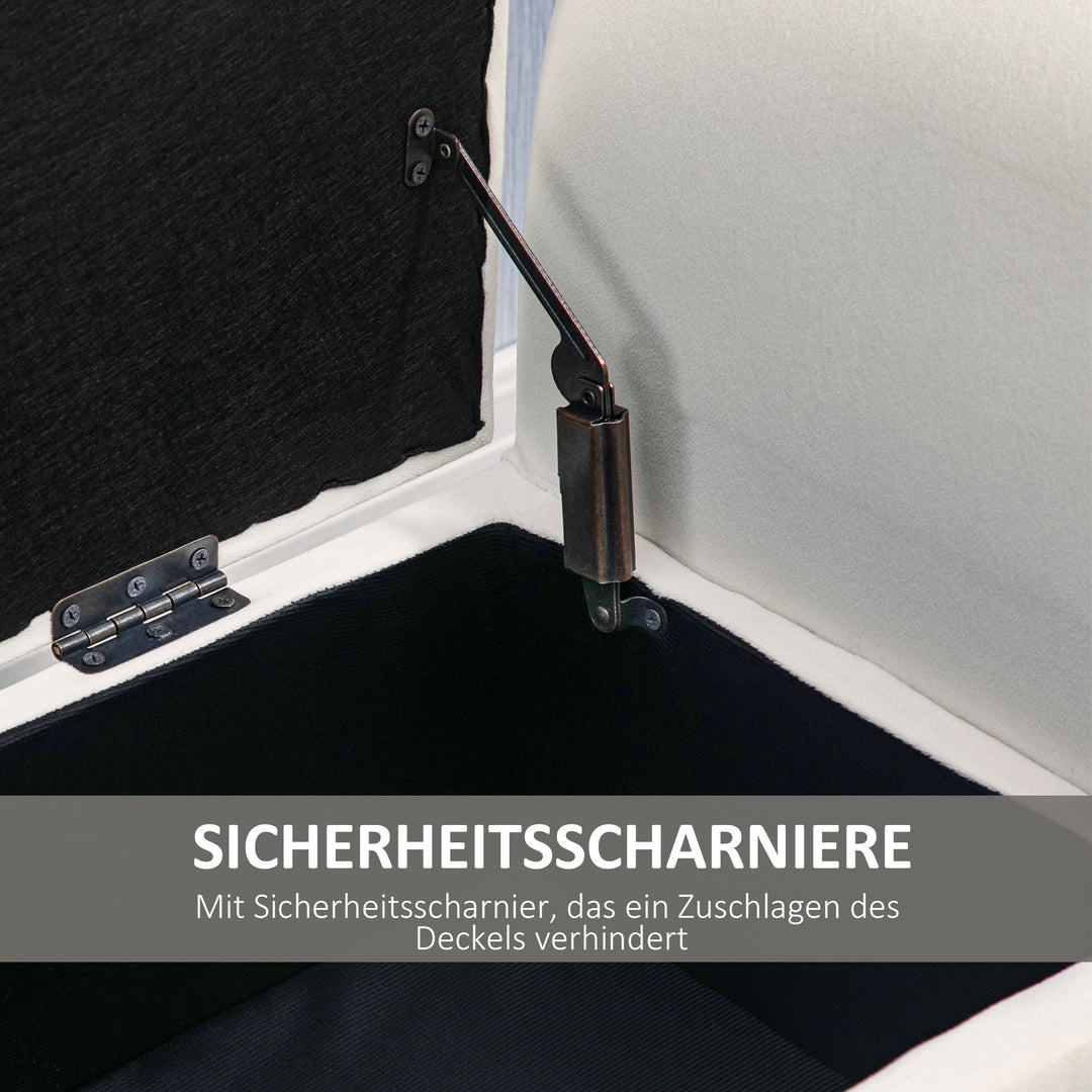 Bænk med opbevaring, 111,5 cm x 41 cm x 65 cm, cremehvid