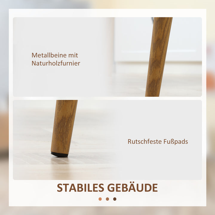 Spisestolesæt med 4, metalben i trælook, skridsikre fødder, op til 120 kg, hvid/trædekor