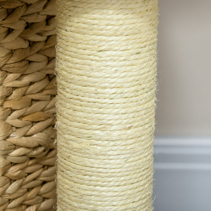 Kradsetræ med kattehule, liggeplads, legebold, 45x40x74cm, beige