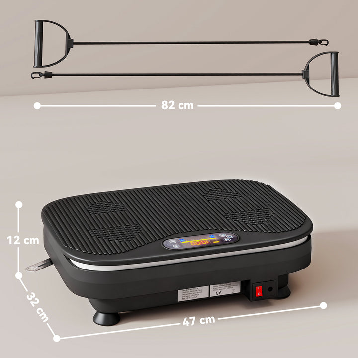 Vibrationsplade med Bluetooth og fjernbetjening – 99 niveauer, sort