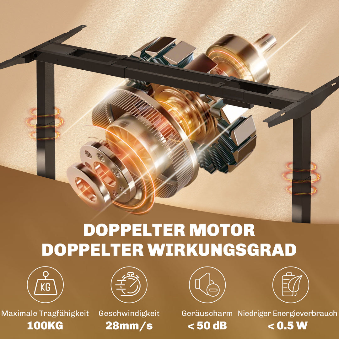 Elektrisk skrivebordsstel, højdejusterbart, med hukommelsesfunktion, stål, sort