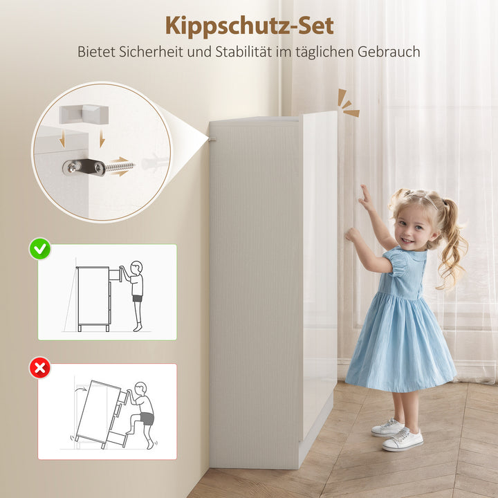 Skoskab med 10 hylder til 25-30 par sko, ventilationshuller, soft-close døre, træ, hvid