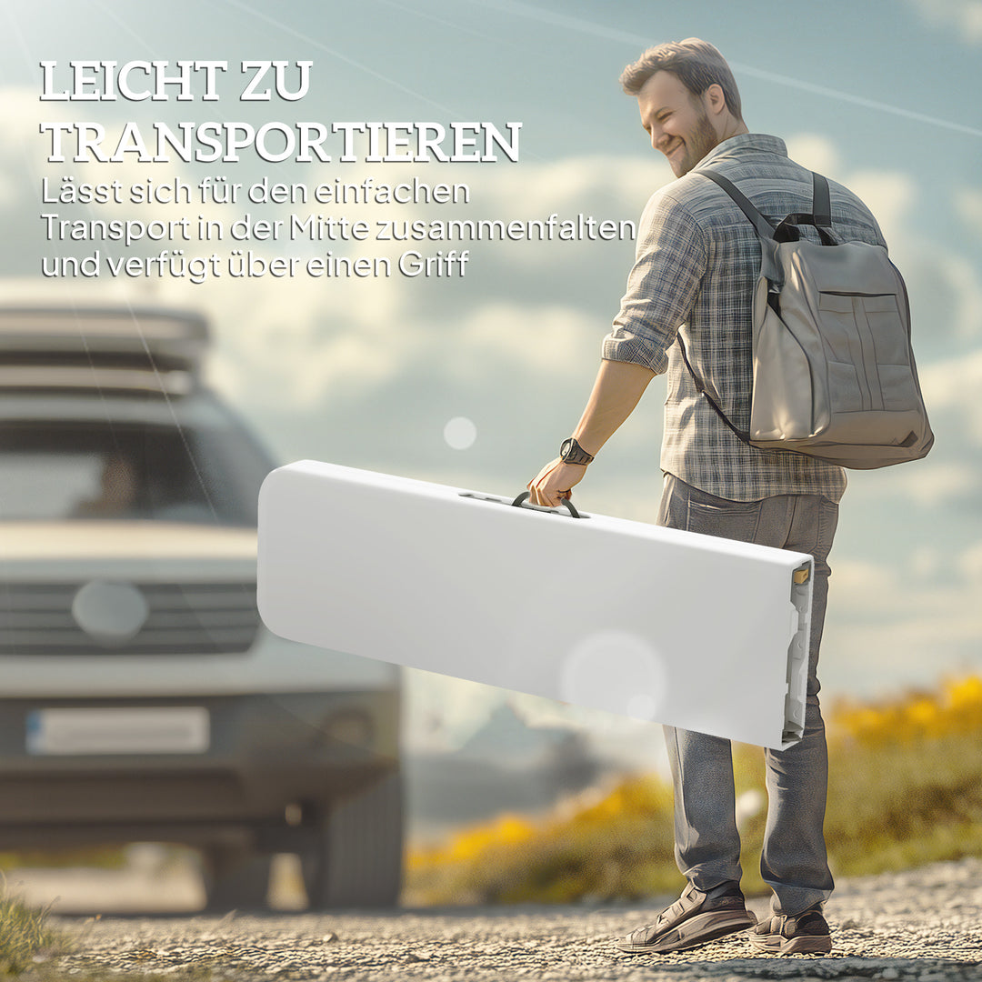 Campingbænk, udendørs plastikbænk, 240 kg lasteevne, hvid