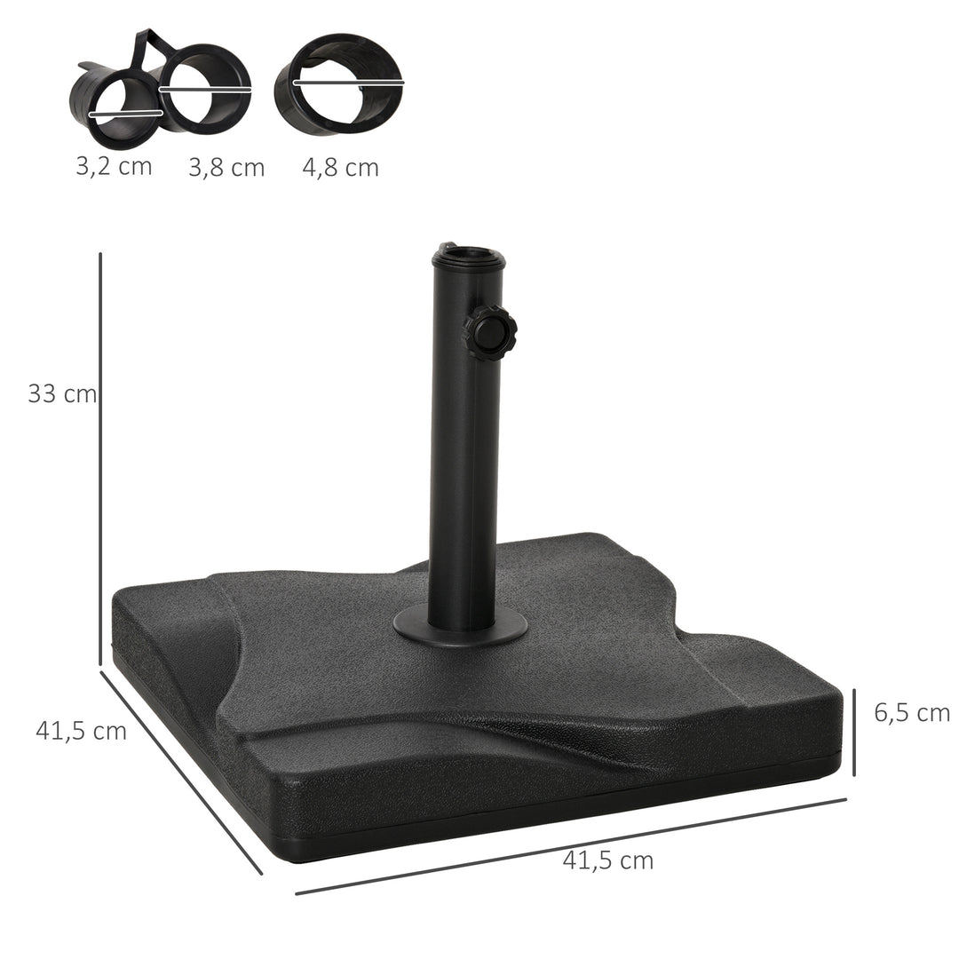Parasolfod 20 kg, til parasolstænger 32/38/48 mm, til have, terrasse, altan, cement, 41,5 x 41,5 cm, sort