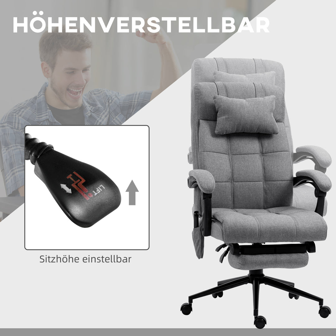 Kontorstol med massagefunktion, ergonomisk, 66x76x112-120cm, grå