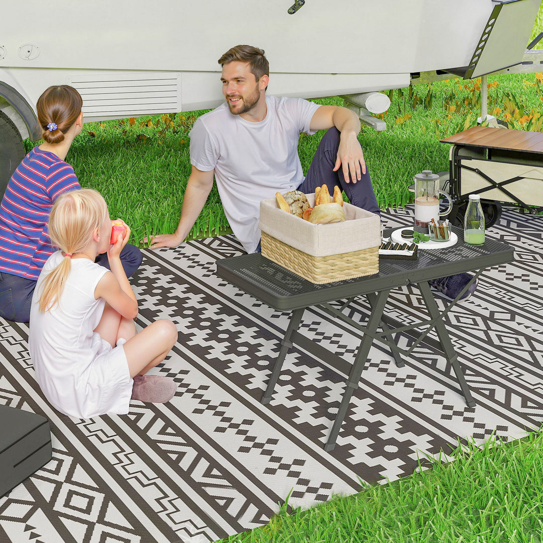 Campingbord højdejusterbart klapbord med metalgitter, foldbart lavet af aluminium
