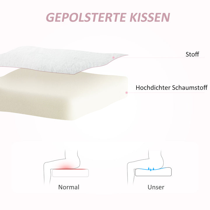 Polstret stol med kaninører, rullende skrivebordsstol, drejelig, kunstpels, hvid