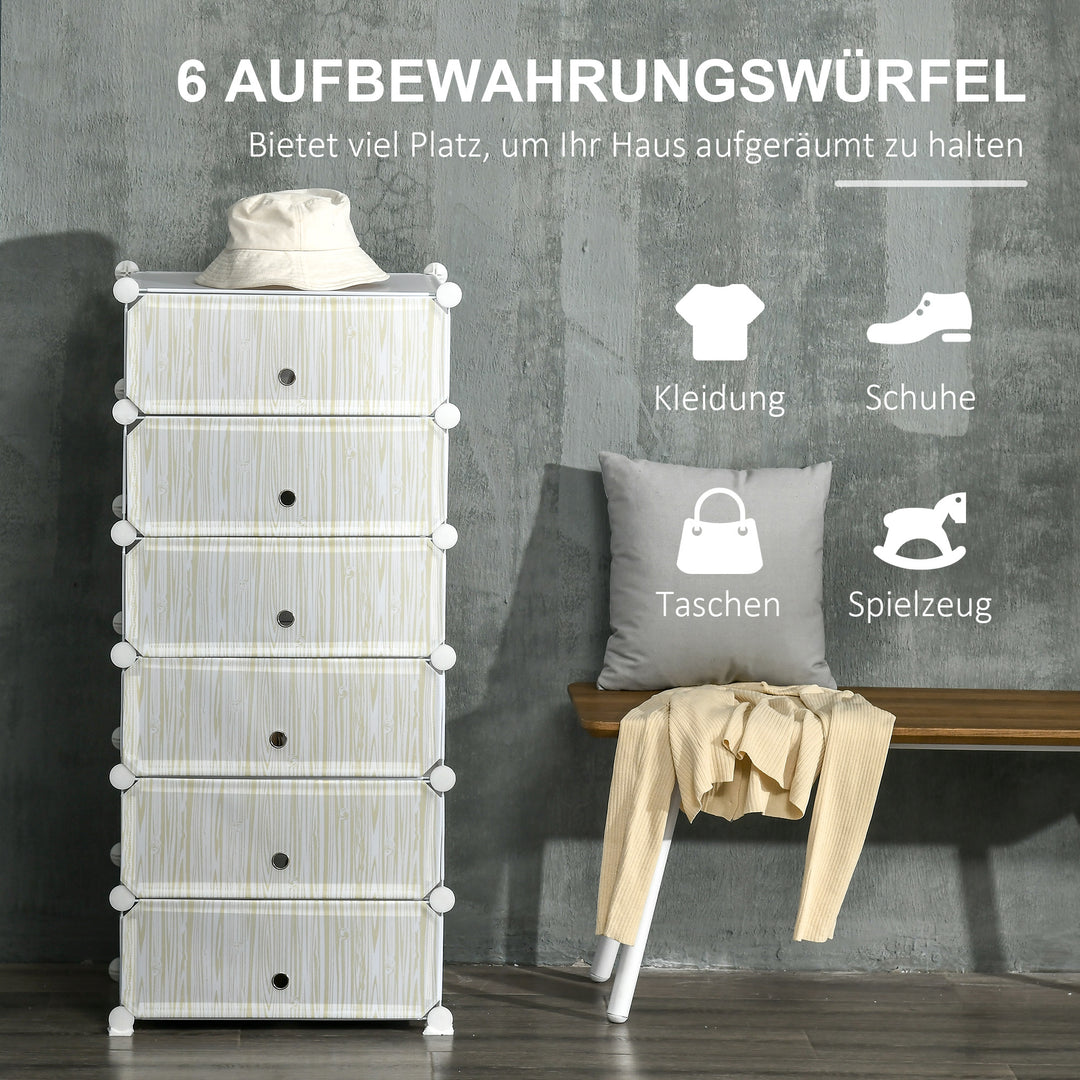 Modulært reolsystem til 12 par sko, 49 cm x 36,5 cm x 108 cm, hvid