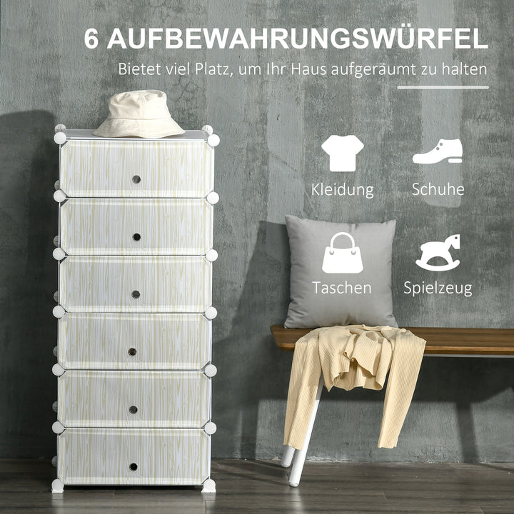 Modulært reolsystem til 12 par sko, 49 cm x 36,5 cm x 108 cm, hvid