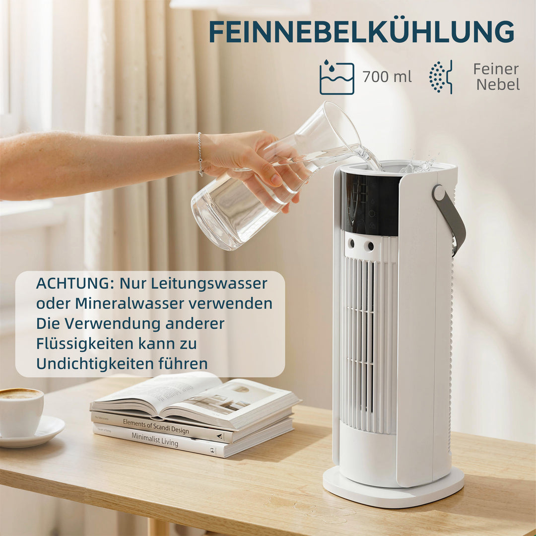 Tårnventilator til soveværelset, 40 cm bordventilator med dugfunktion, 3 hastigheder, 90° oscillation, timer
