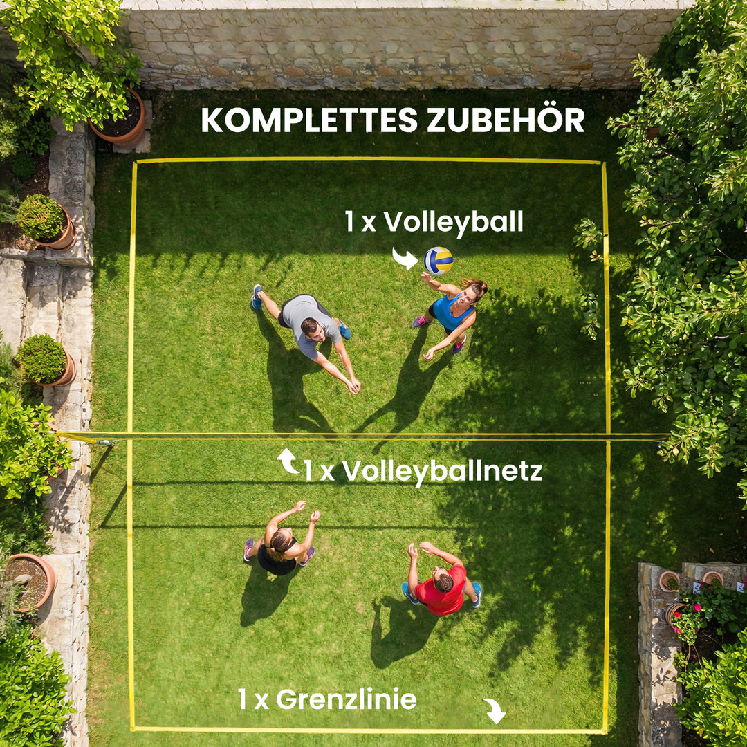 Bærbart volleyballnetsæt med højdejusterbare stålstolper og bæretaske, 950 x 100 x 248 cm, sort