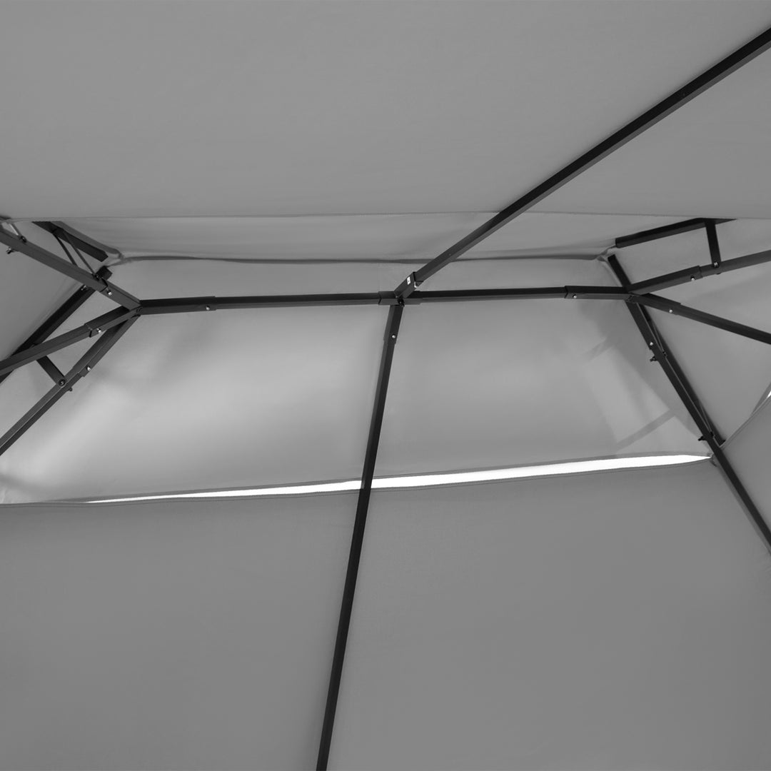 Pavilion 3x4m havepavillon med 6 sidepaneler festtelt havetelt med dobbelt tag mørkegrå