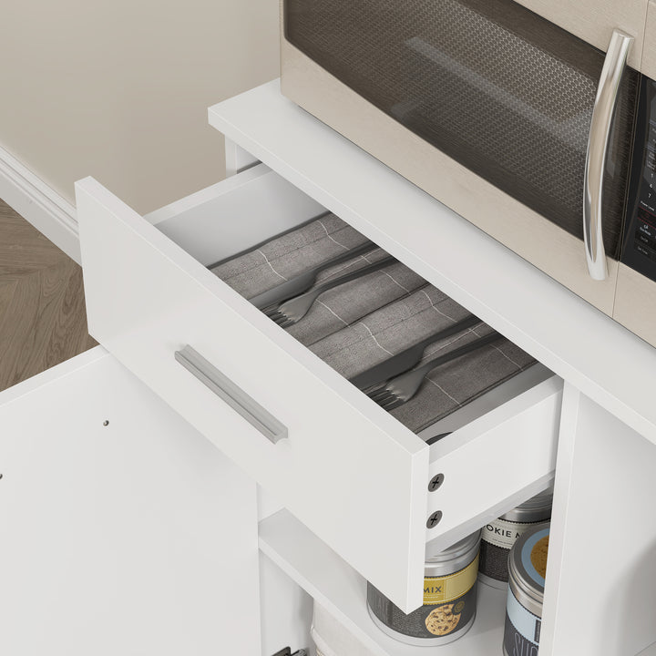 Køkkenskab, buffet med skuffe, softclose-døre, 80 x 35 x 180 cm, hvid