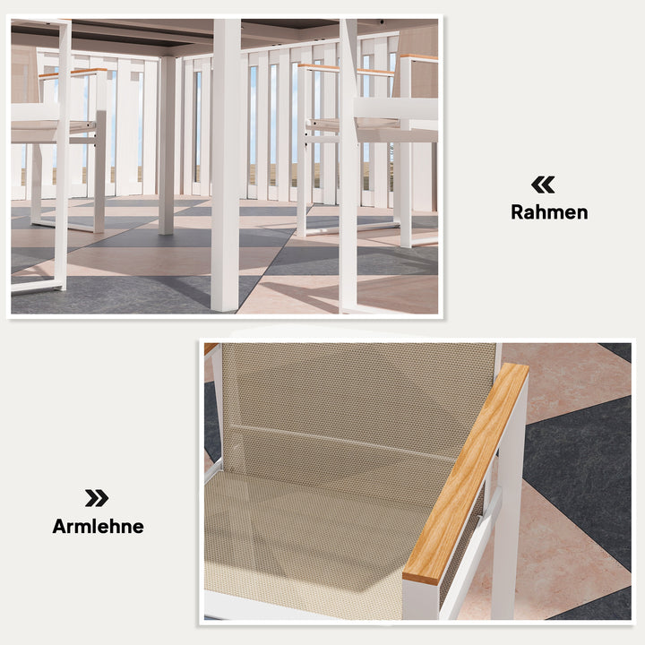 5-Delt spisebordssæt, udendørs bord i hærdet glas, 4 stole, vejrbestandig, stålramme, havemøbler, flerfarvet