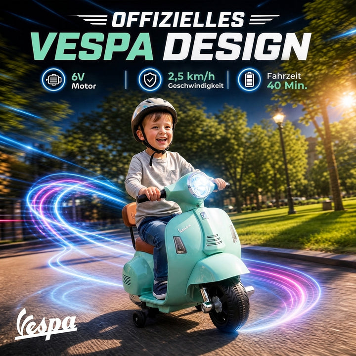 Elmotorcykel til børn Mini Vespa GTS 6V Elmotorcykel Grøn