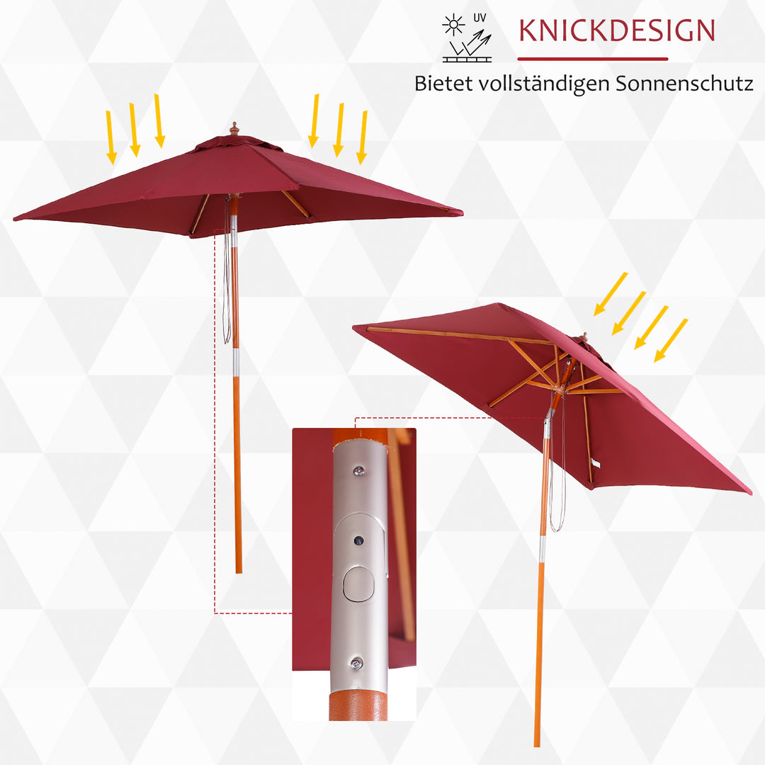 Parasol 200 x 150 x 235 cm, foldbar haveparasol, 3-trins justerbar, rektangulær strandparasol, vandafvisende og UV-bestandig til strand, balkon, terrasse, have, bordeaux