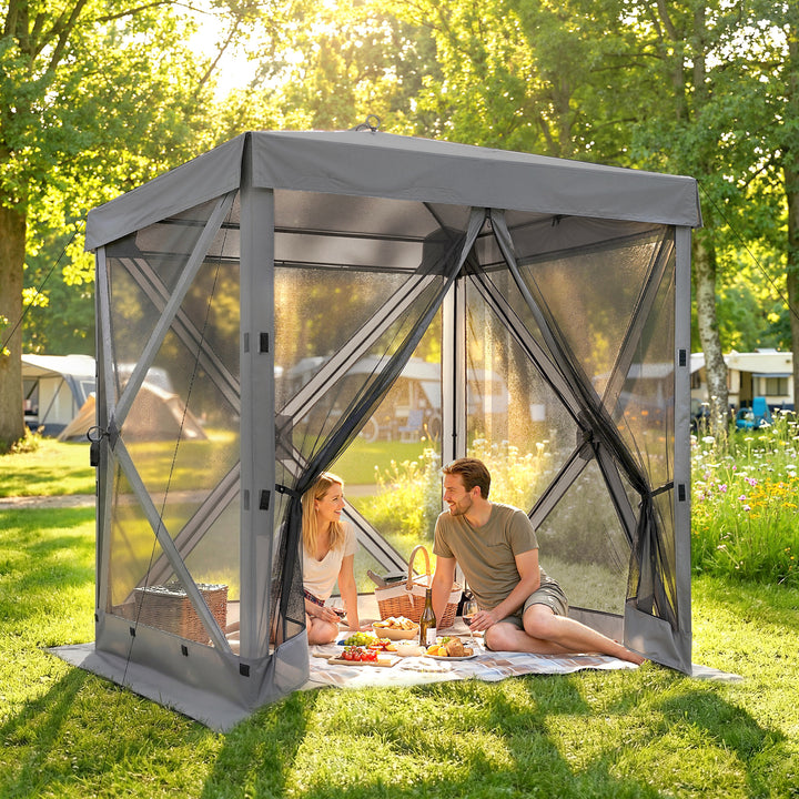 Pavillon 1,85x1,85m Vandtæt, Stabil, Vintertæt, Pop-up, Foldbar Pavillon med 4 Netsidepaneler, Bæretaske, UV 30+