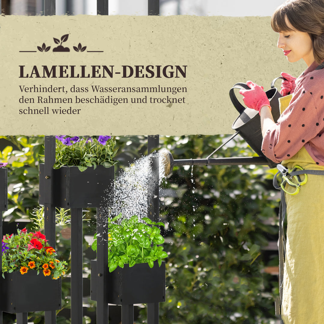 Plantekombination, modulært design, stativ, naturtræ, sort, 90 x 45 x 170 cm