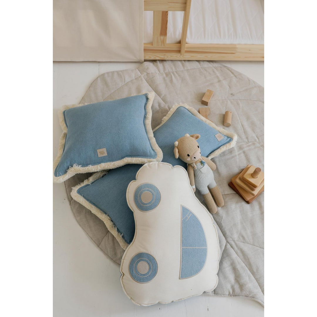 Jeans denim bolster med frynser