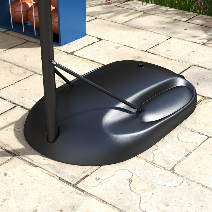 Basketballstativ, højdejusterbar, robust, 1,7-2,3 m kurvhøjde, stålramme, sort