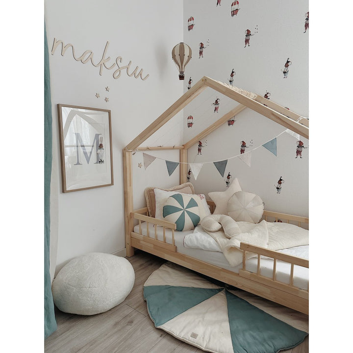 "White lamb" boucle, bomuld Patchwork Lillipop pude