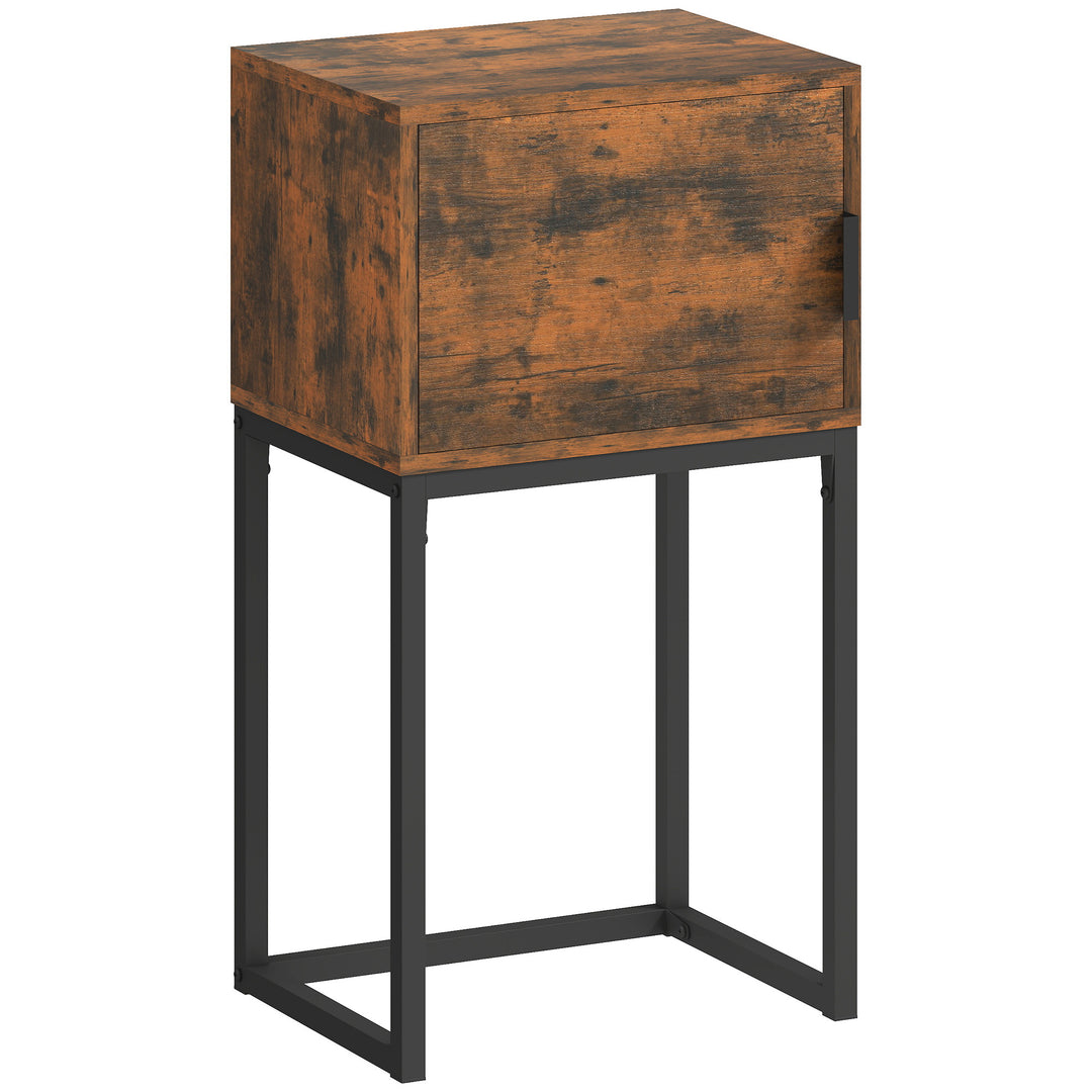 Smalt konsolbord, skab, industrielt design, stue/entre, 40x30x76cm, rustik brun