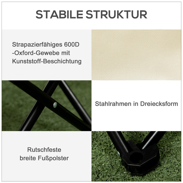 Foldbar campingstol med stålramme og stofsæde og bæretaske, hvid