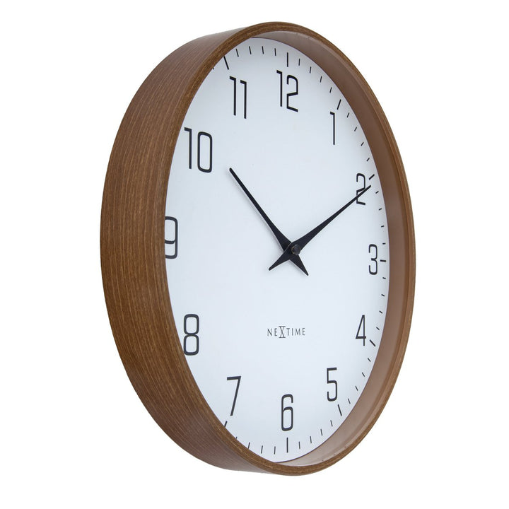 Vægur 30 cm-Silent-Mørkt træmønster-Plastic-NeXtime 'Lyra'