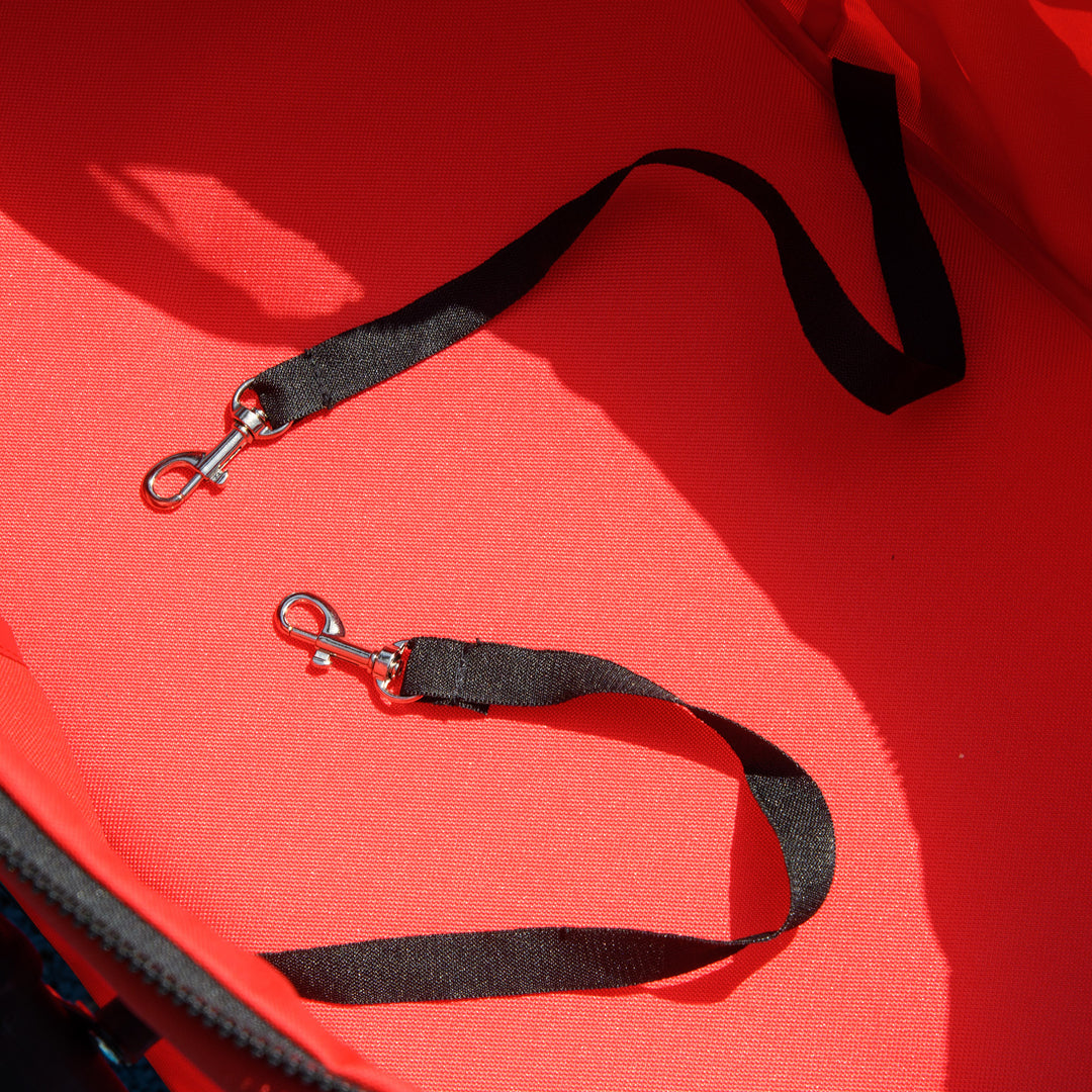 Hundevogn op til 4 kg sammenklappelig netkurv med vindue, gulv, kopholder, aftageligt tag, rød 67 x 45 x 96 cm