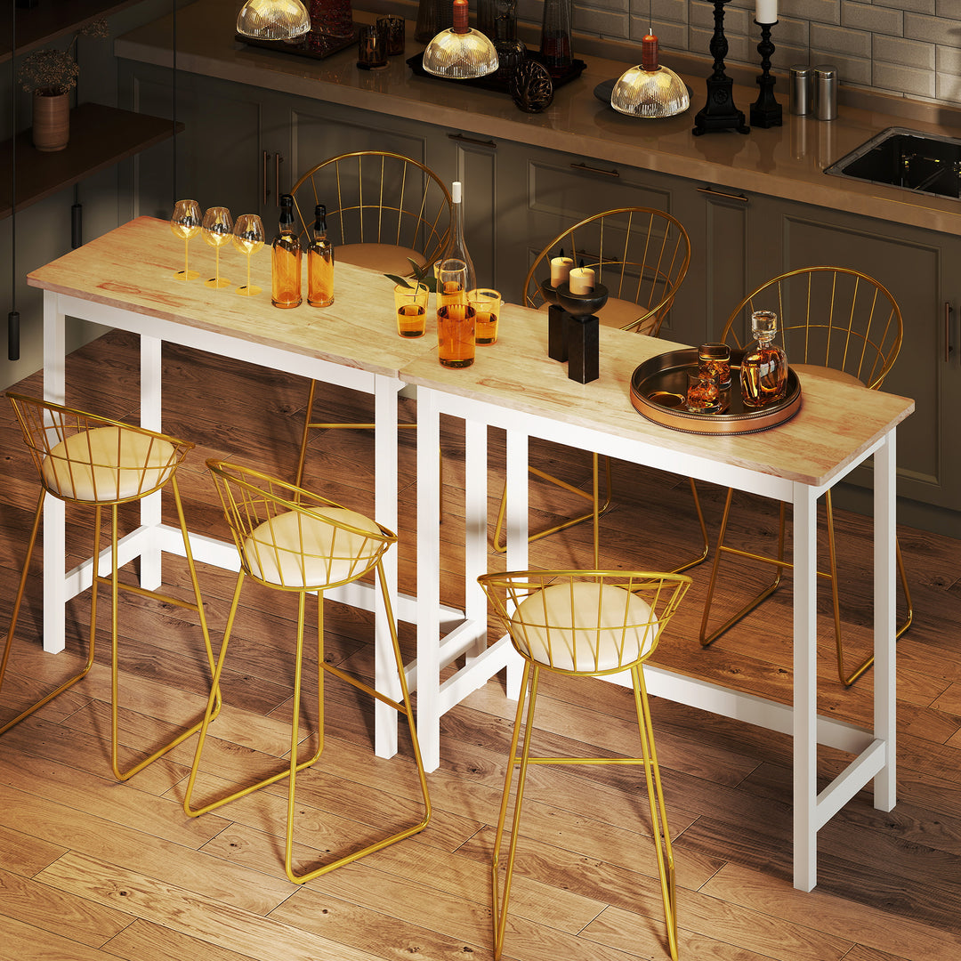 Barbord, egetræslook, kompakt, plads til 2, naturtræ + hvid