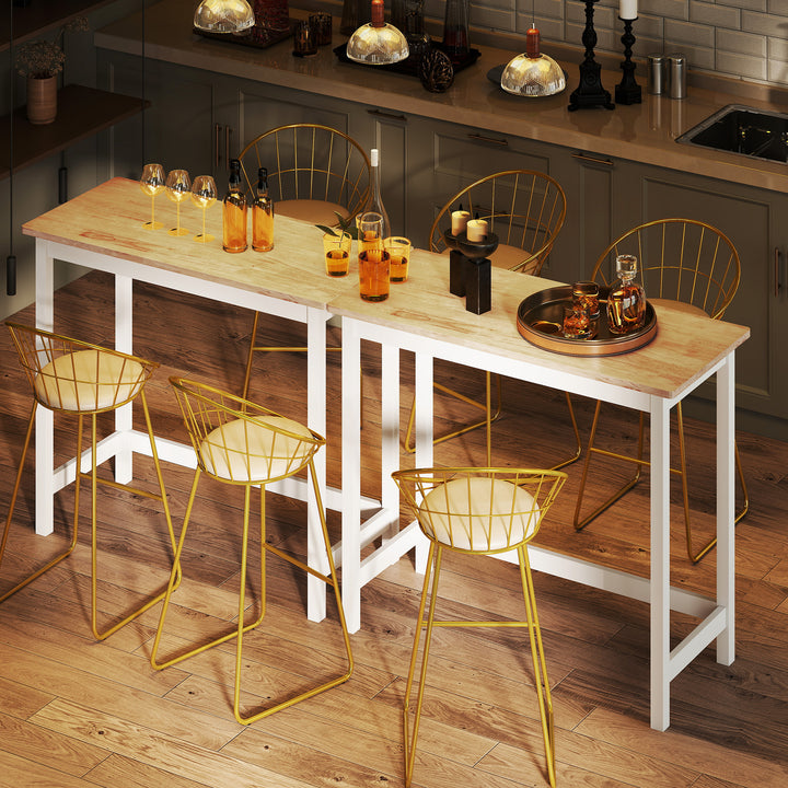 Barbord, egetræslook, kompakt, plads til 2, naturtræ + hvid