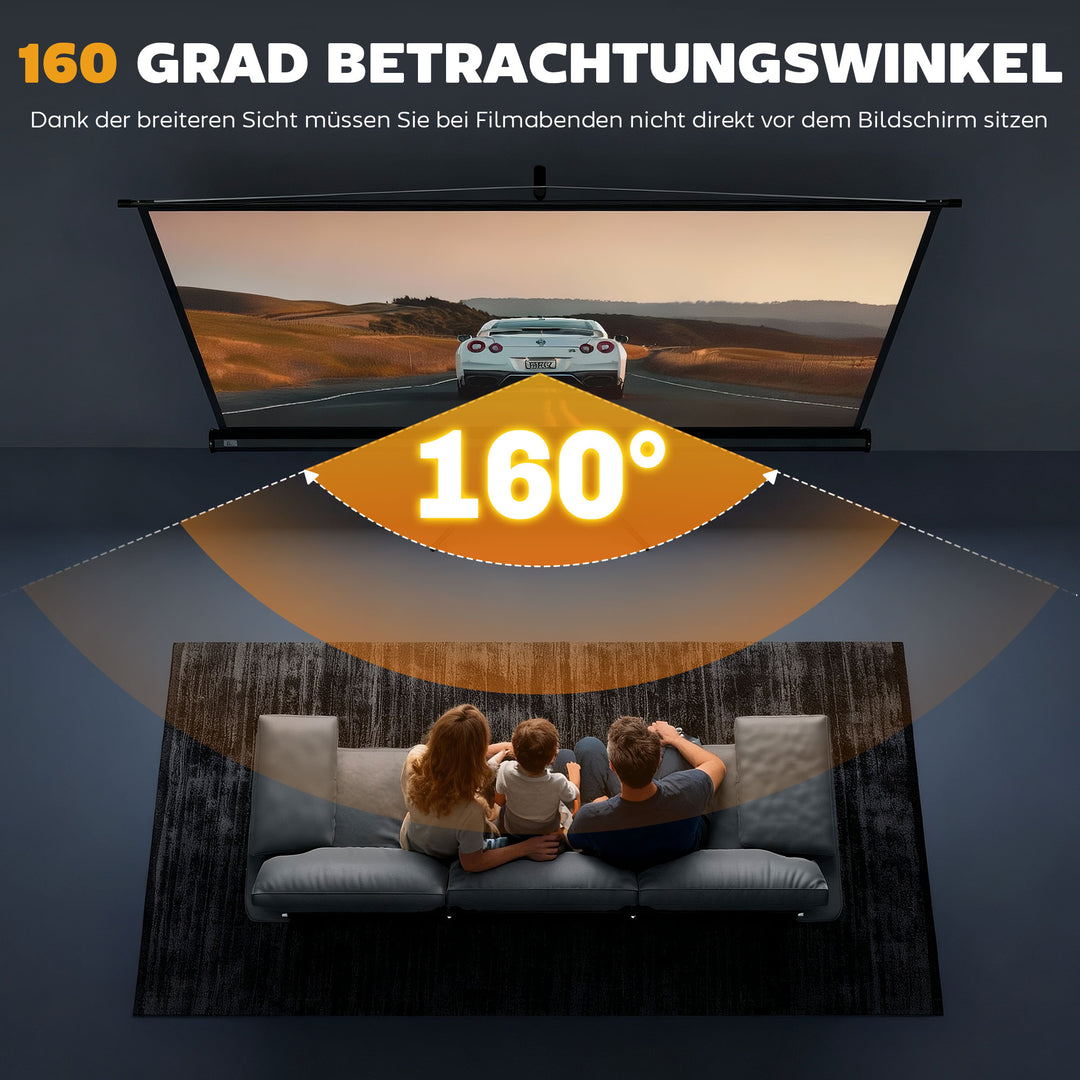 Projektorlærred med stativ 221 x 124 cm 100 tommer 16:9 HD 4K rullelærred