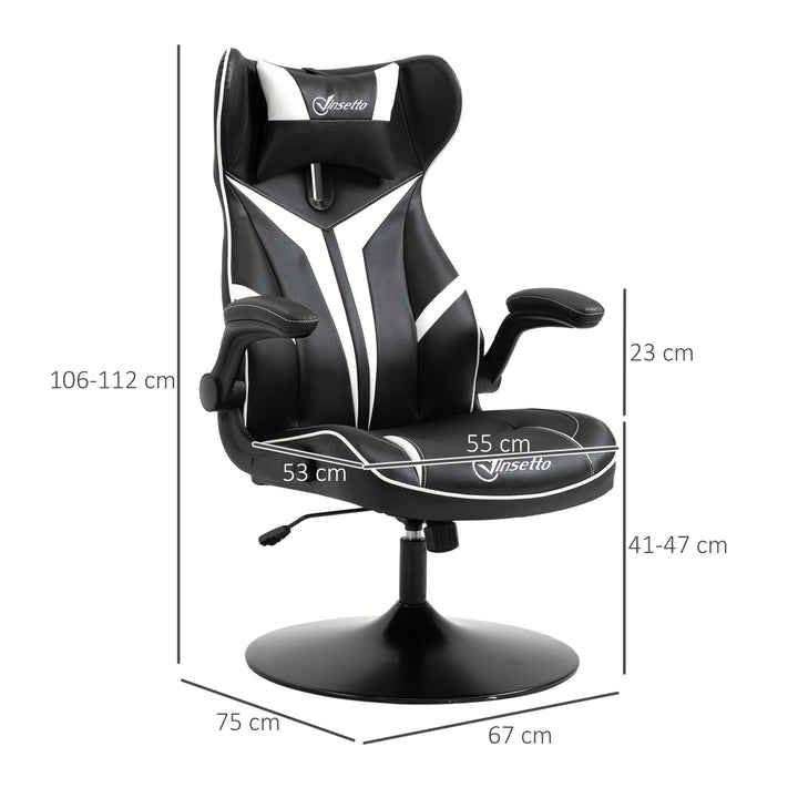 Gaming chair ergonomisk computerstol med gyngefunktion drejestol højdejusterbar stål sort+hvid 67 x 70 x 106-112 cm
