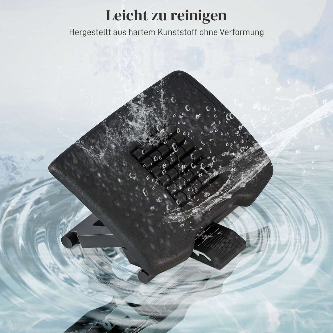 Ergonomisk fodstøtte, højdejusterbar, massageflade med ruller, sort, 46 x 35 cm