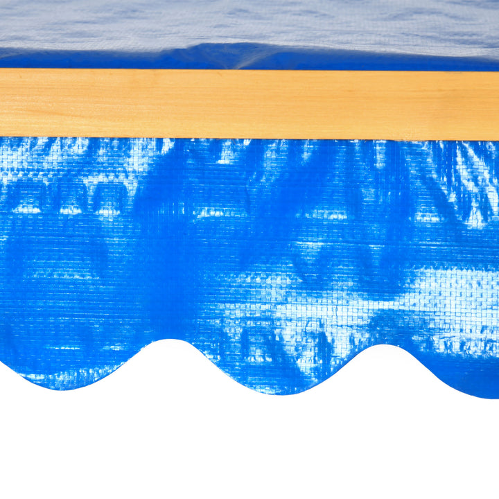 Sandkasse med legehus, sandkasse med tag, 133 x 129 x 137,5 cm, naturlig + blå