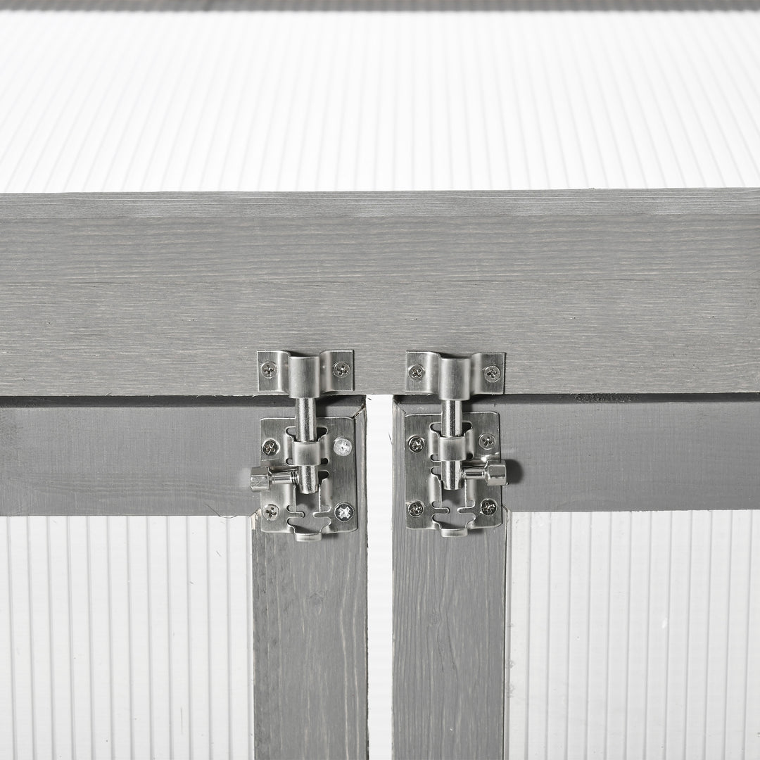 Drivhus, transparent, egnet til udendørs brug, træ + polycarbonat, 58 x 44 x 78 cm