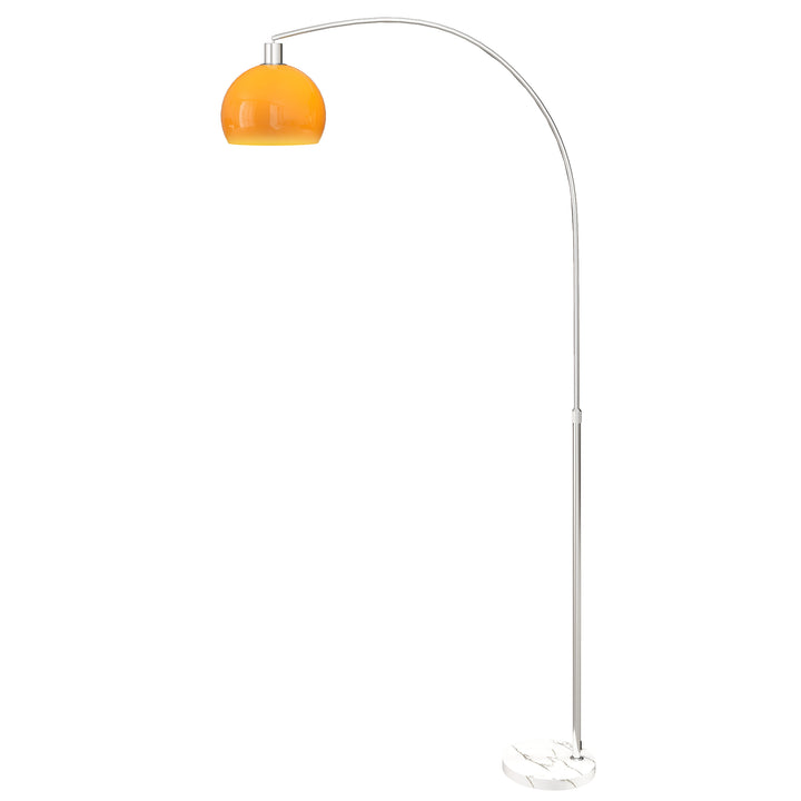 Bueformet gulvlampe med fodkontakt, lavet af marmor, metal og plastik, 26x90x180 cm, hvid og orange