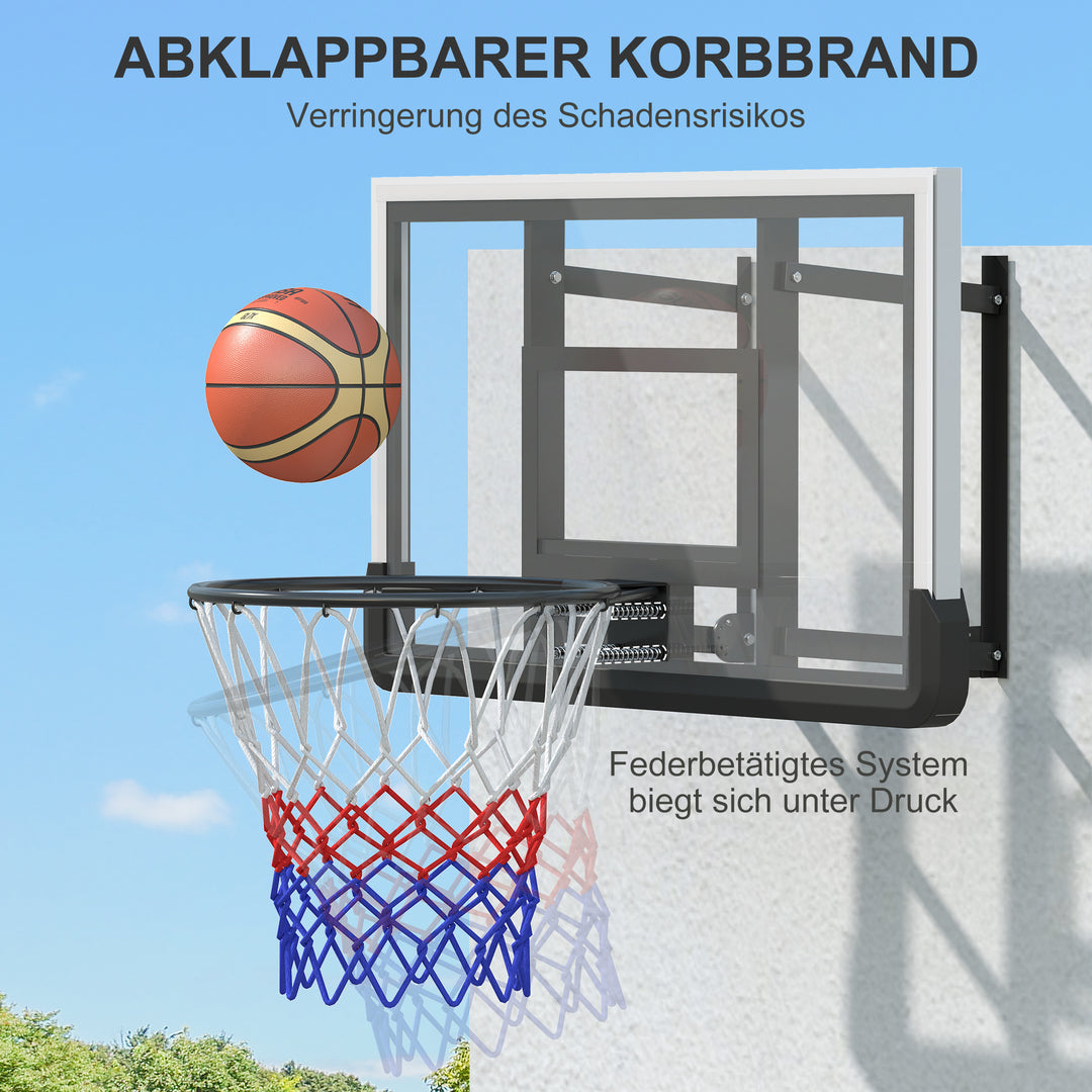 Vægmonteret basketballkurv, fjederbelastet kurv, brudsikker bagplade, sort
