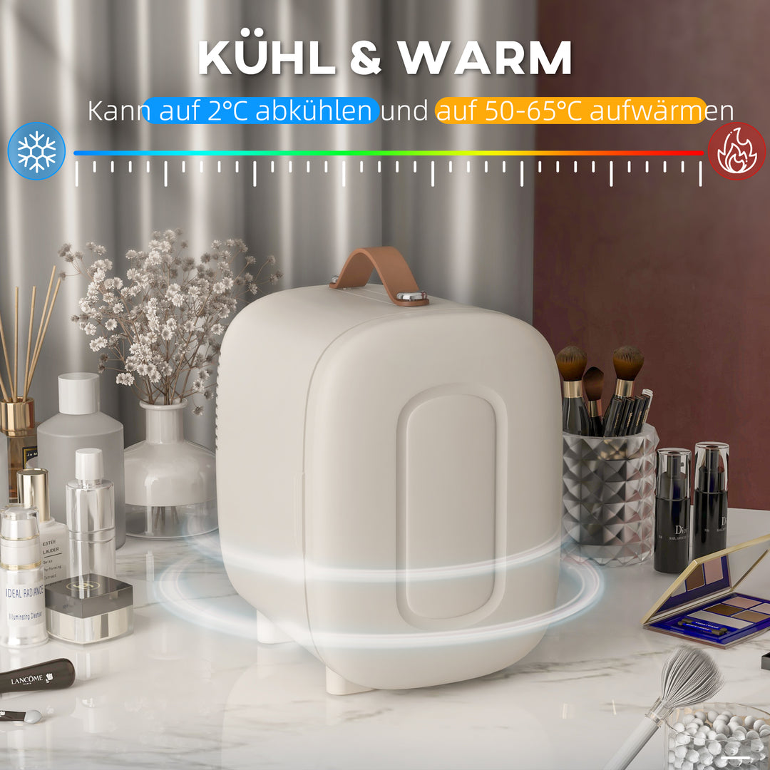 Minikøleskab beauty fridge, 4 l kapacitet, 20,3 x 26,3 x 28 cm, cremehvid