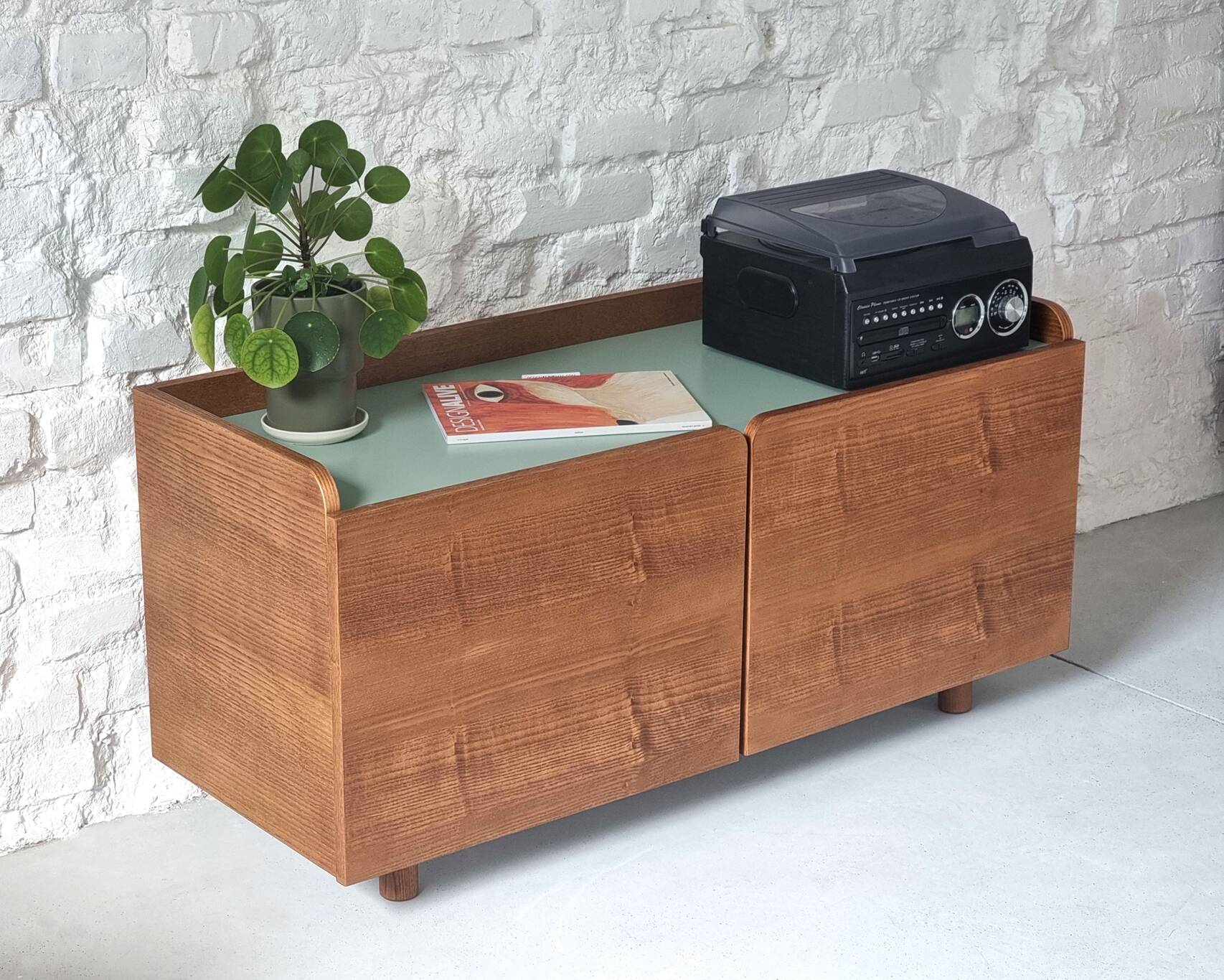 DABI Record Player bord 110cm Oak Sage Green