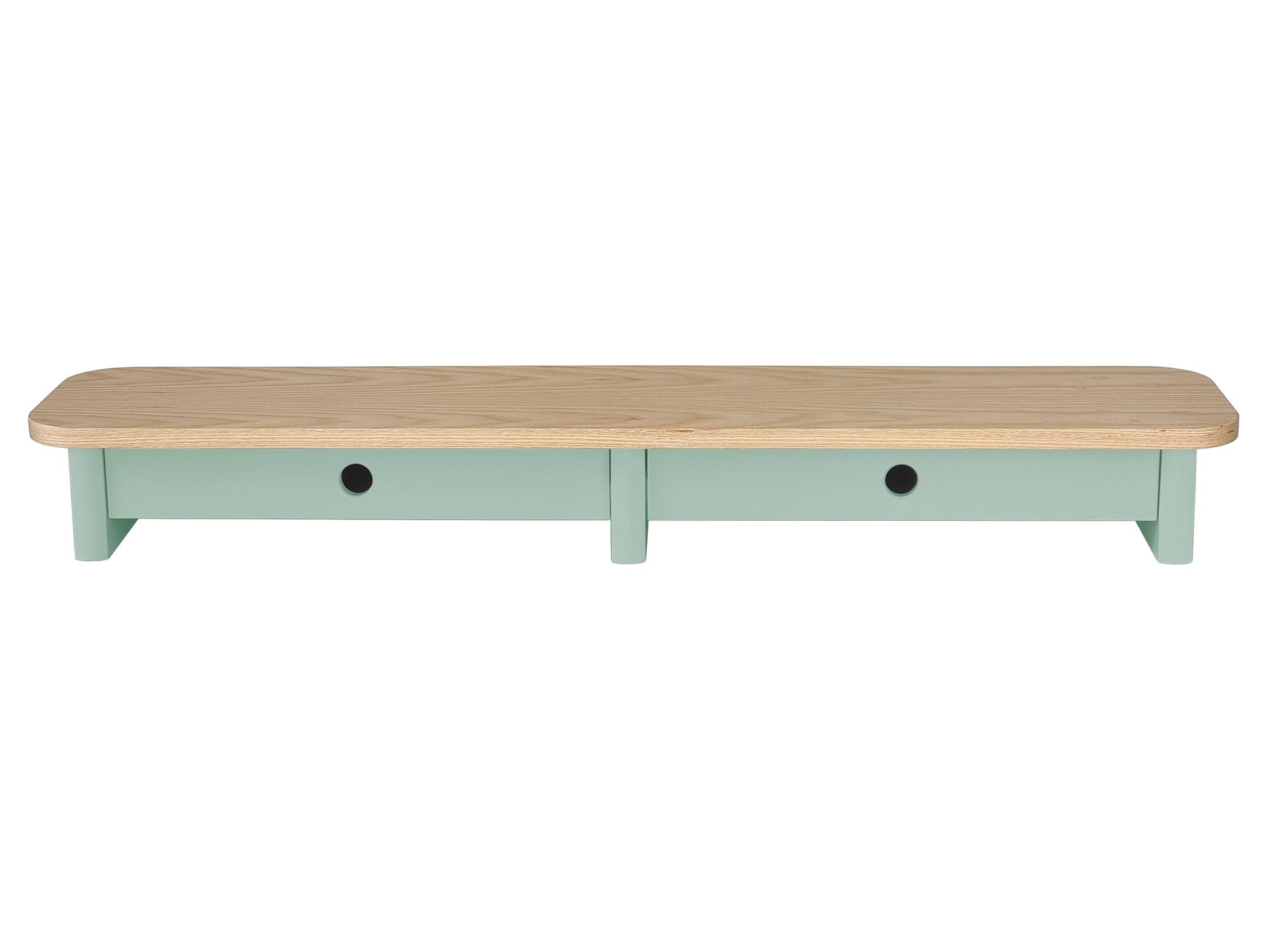 JUBI 109cm monitorskærmstativ med skuffer Ash Sage Green