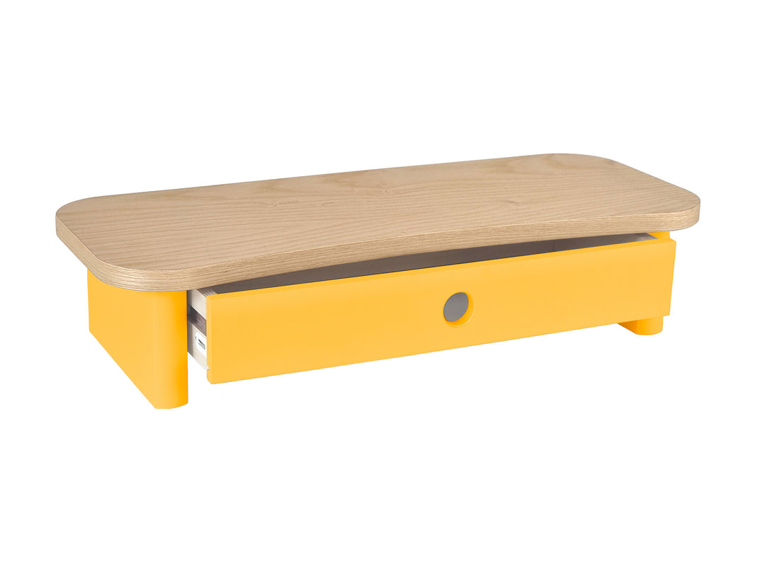 JUBI 60cm monitorskærmstativ med skuffe Ash Broom Yellow