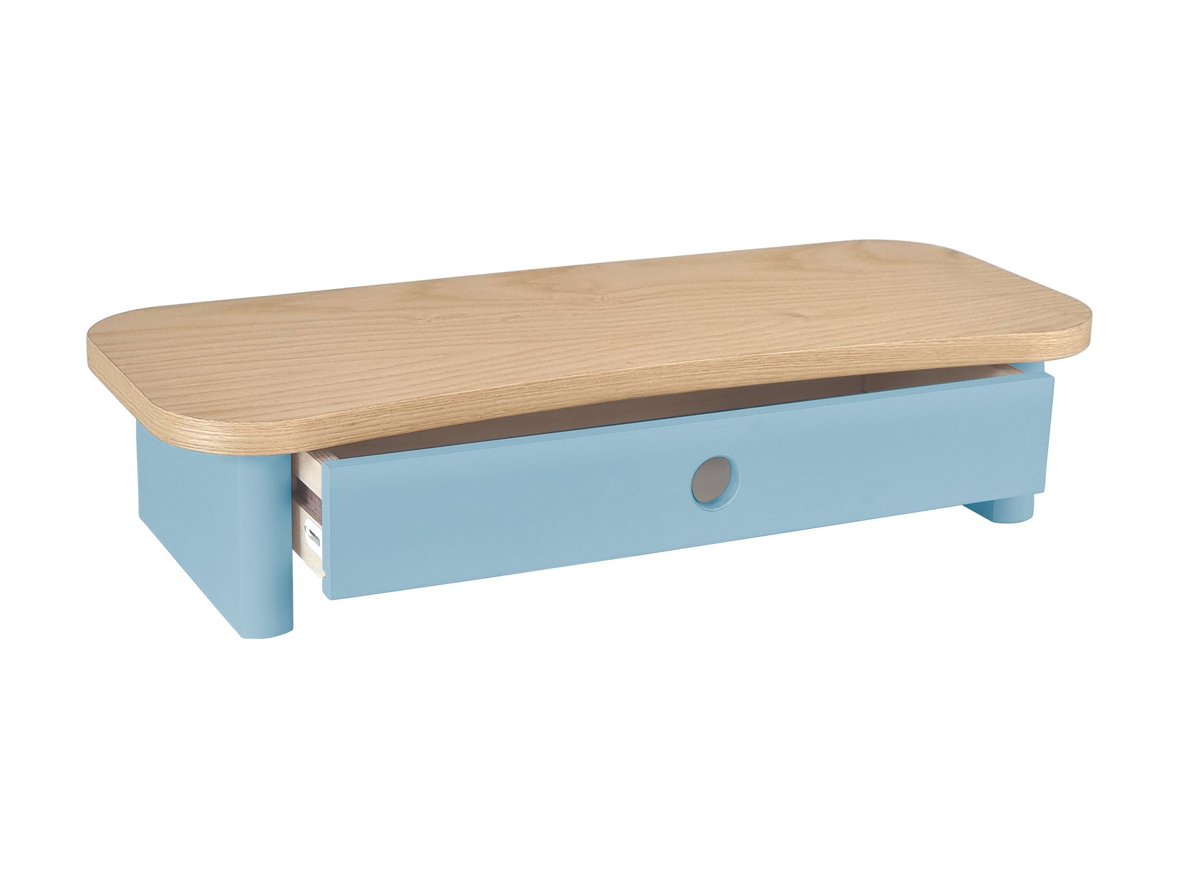 JUBI 60cm monitorskærmstativ med skuffe Ash Gentle Blue