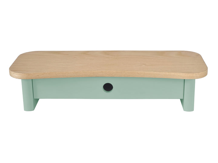 JUBI 60cm monitorskærmstativ med skuffe Ash Sage Green