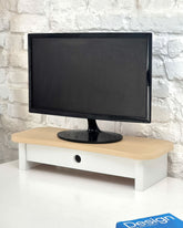 JUBI 60cm monitorskærmstativ med skuffe Ash White